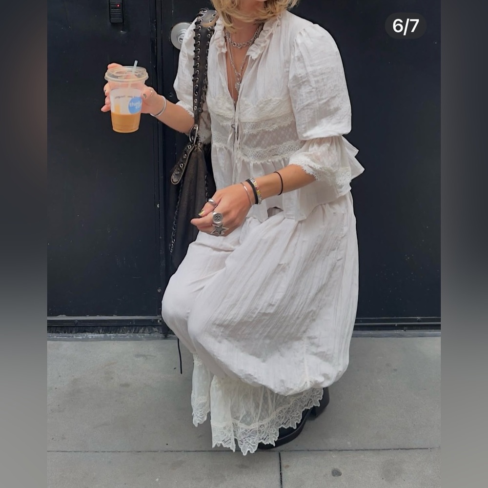 NWT FREE PEOPLE INTIMATELY Forever Young Bed Jacket In White Alyssum MSRP $78 - Picture 15 of 16